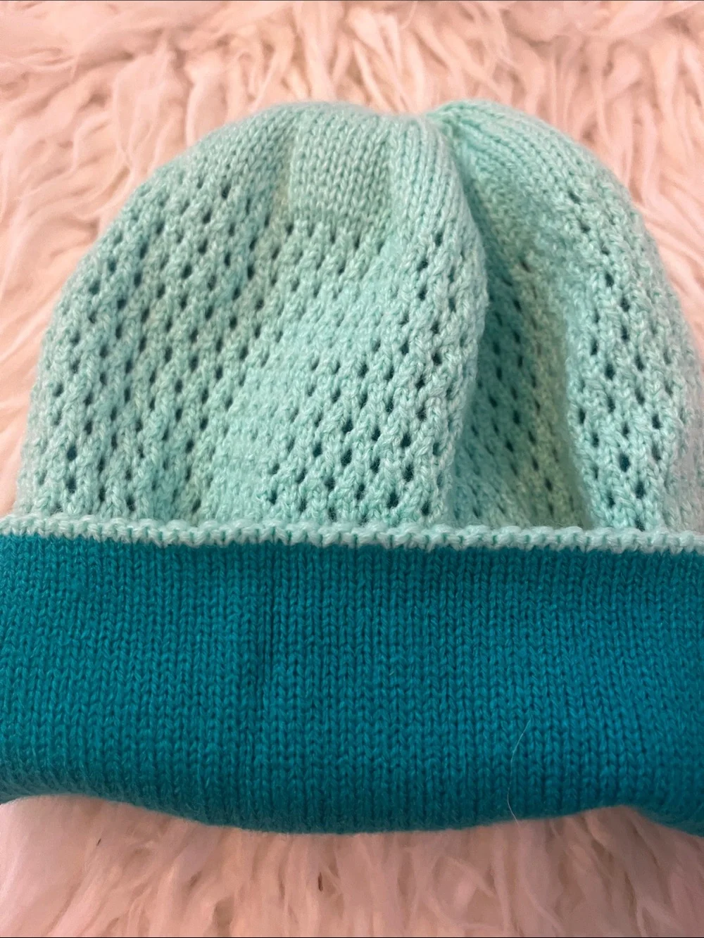The North Face Mint & Teal Green Open-Stitch Kids Beanie Size Small